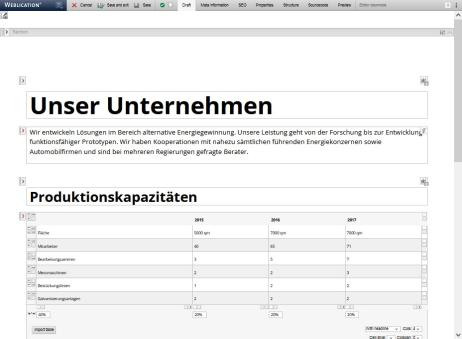 Page in the Weblication® Editor