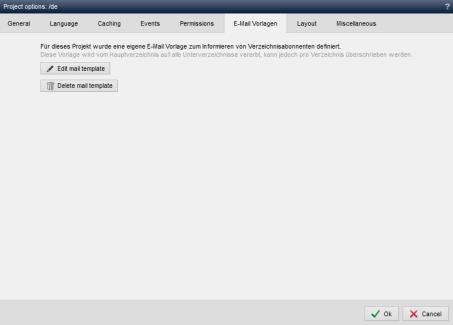 Content project - Project settings (e-mail templates) - Edit