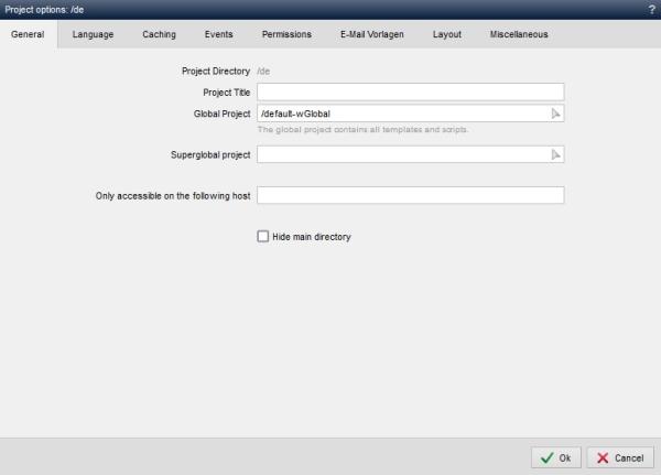 Content project - Project settings (General)