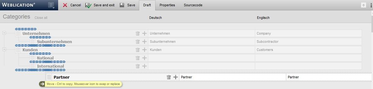 Moving a category entry