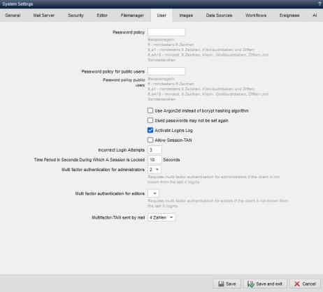 System settings - User