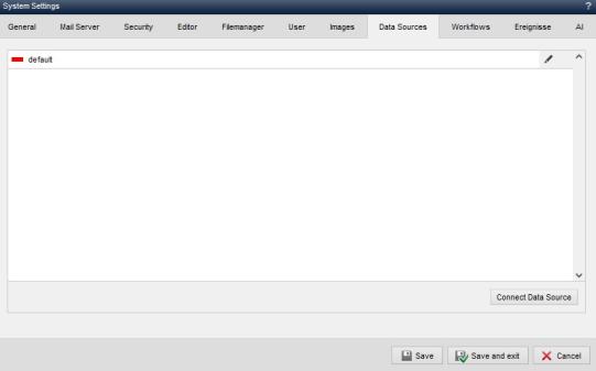 System settings - Data sources