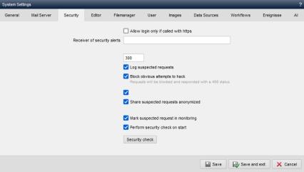 System settings - Security