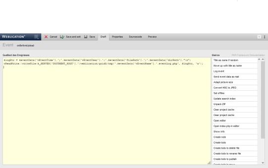 Editing an event - draft view