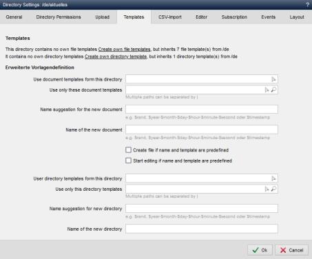 Directory settings - Templates