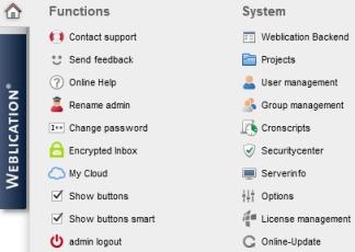 Weblication® Panel - Personal functions