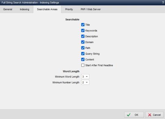 Full text search - Indexing settings (searchable areas)