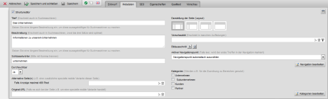 Seitenbearbeitung - Metadaten-Maske