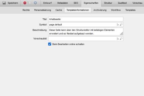 Datei-Eigenschaften - Templateinformationen