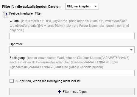 Listenoptionen - Frei definierbarer Filter