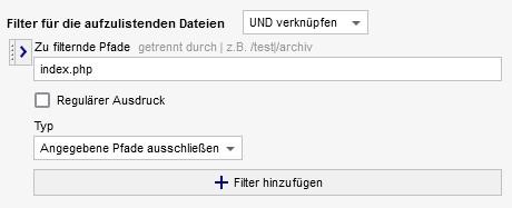 Listenoptionen - Filter nach Pfaden
