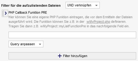 Listenoptionen - PHP Callback Funktion