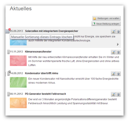 Listensortierung manuell per Drag & Drop