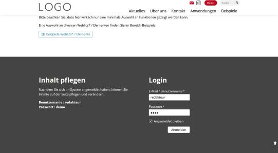 Loginmaske des Login-Formular Weblics®
