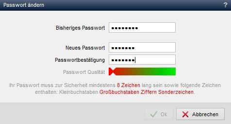 Passwort ändern Maske