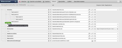 Einfügen eines Navigationspunktes auf gleicher Ebene