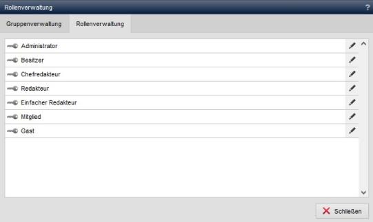 Rollenverwaltung - Übersicht