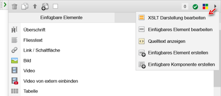 Strukturelement aufgeklappt - weitere Funktionen (Layer)