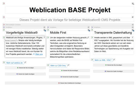 Seitenbearbeitung mit dem Struktureditor - Strukturelemente