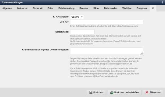 Systemeinstellung - KI