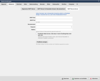Systemeinstellung - Mailserver - Bounce