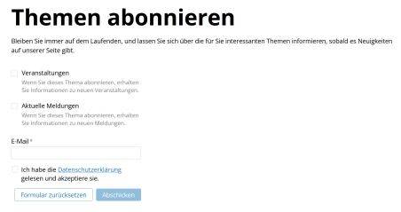 Themen abonnieren Formular