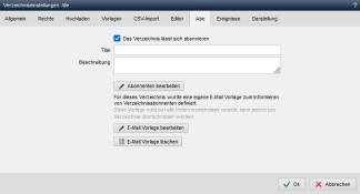 Verzeichniseinstellungen - Abo akiviert