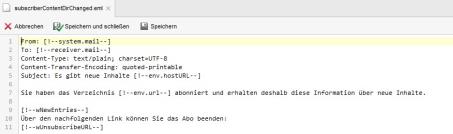 Abo - E-Mail Vorlage bearbeiten (Quelltext)