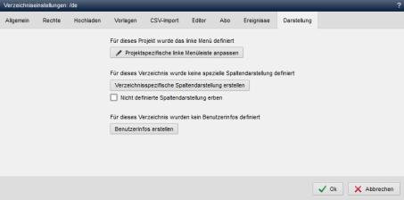 Verzeichniseinstellungen - Darstellung