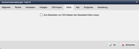Verzeichniseinstellungen - Editor