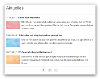 Liste der aktuellen Meldungen