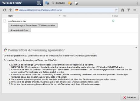 Werkzeuge - Anwendungsgenerator
